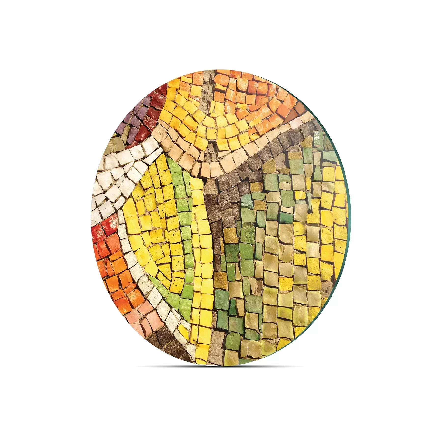 Picture of Decovetro Cam Kesme Tahtası ve Sunumluk Yuvarlak Mozaik Desenli 30x30 Cm