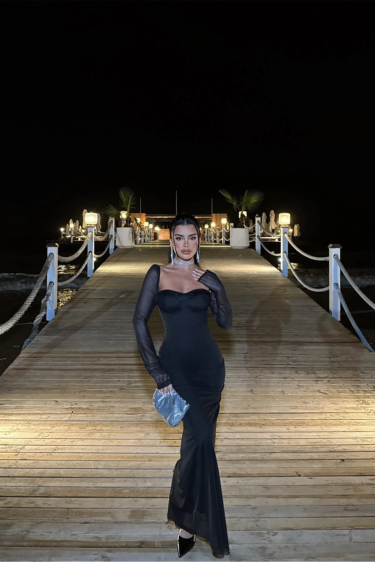 Picture of Black Swirl Lace Dress