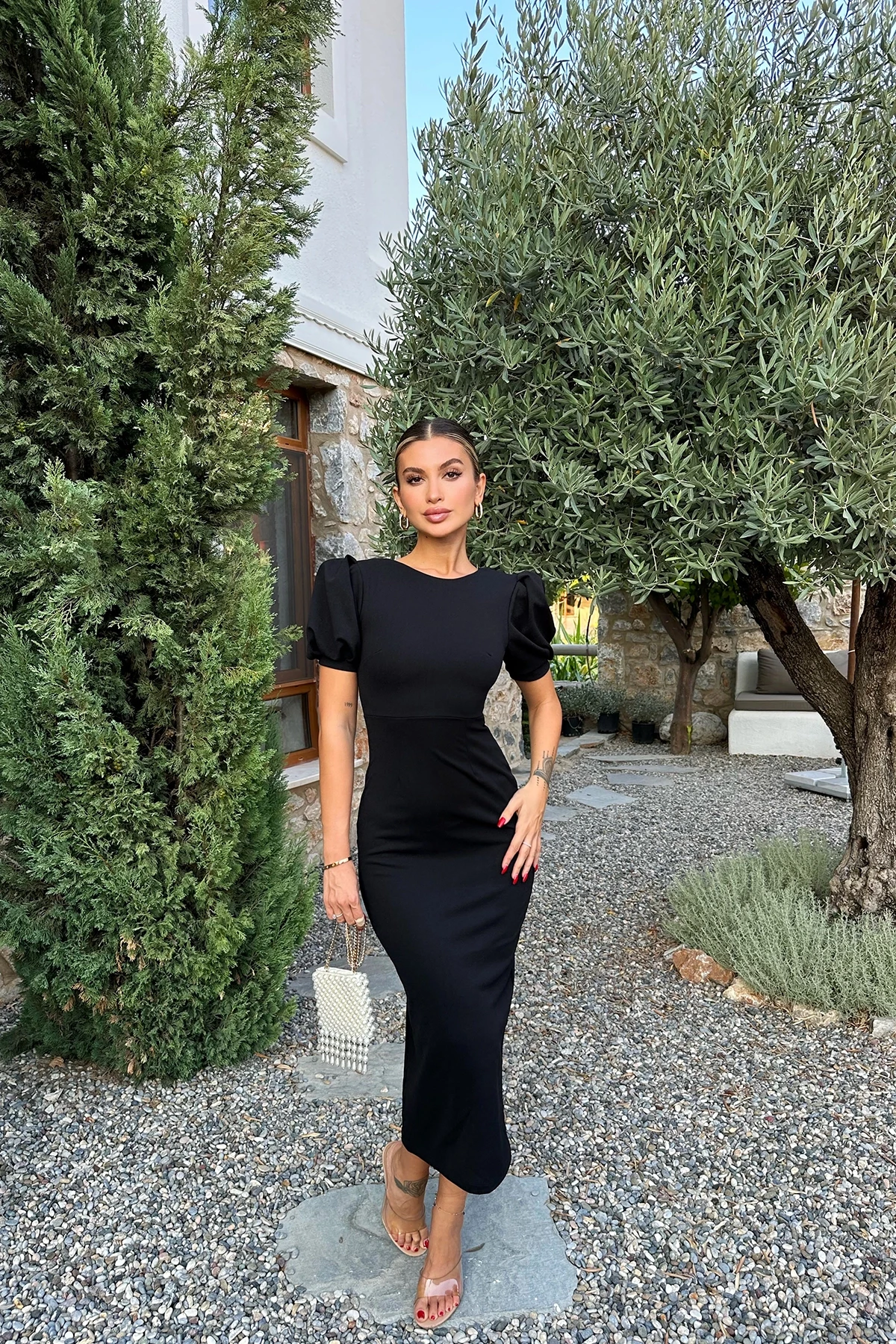 Picture of Black Back Detail Basic Dress