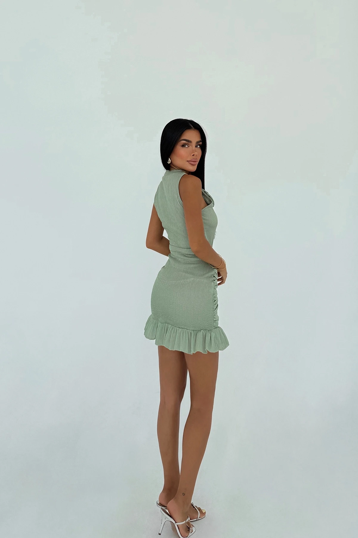 Picture of Green Rose Detail Mini Dress