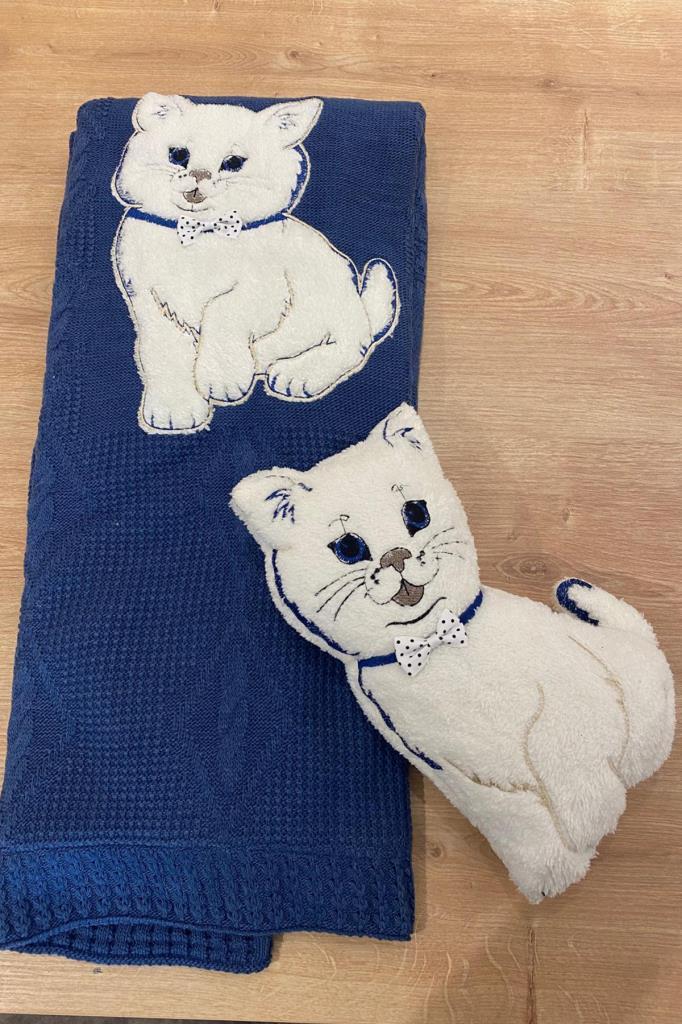 Picture of Oyuncak Hediyeli Bebek Triko Battaniye 90x90 Cm Lacivert