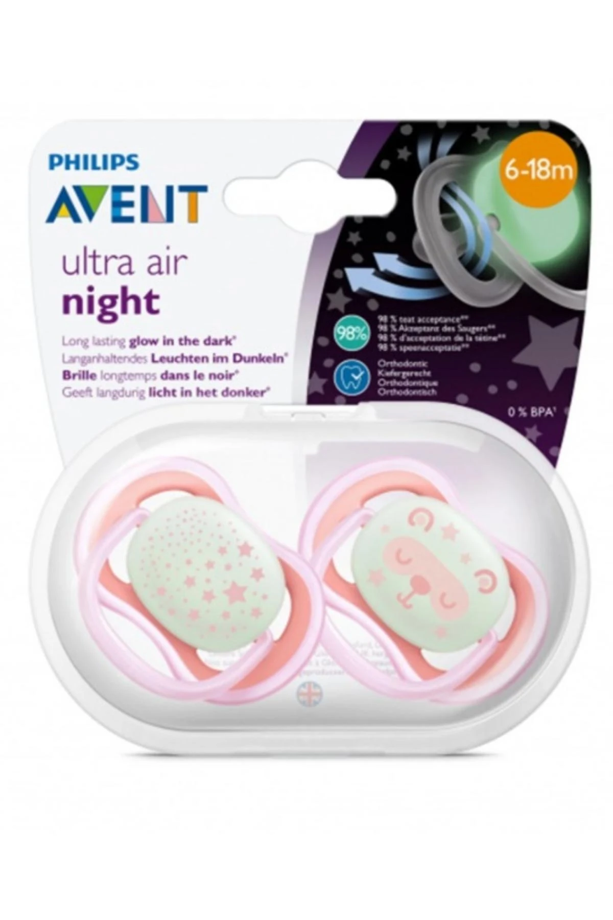 Picture of Philips Avent Ultra Air Gece Emziği 6-18 Ay Kız
