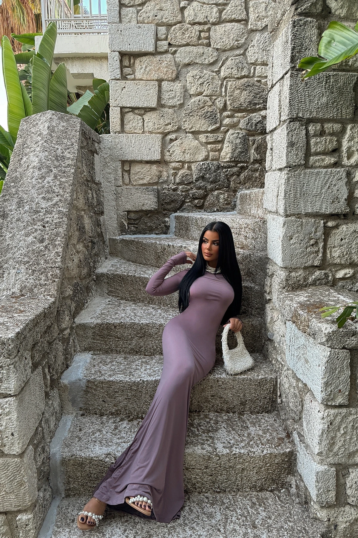 Picture of Dusty Rose Doss Long Backless Dress