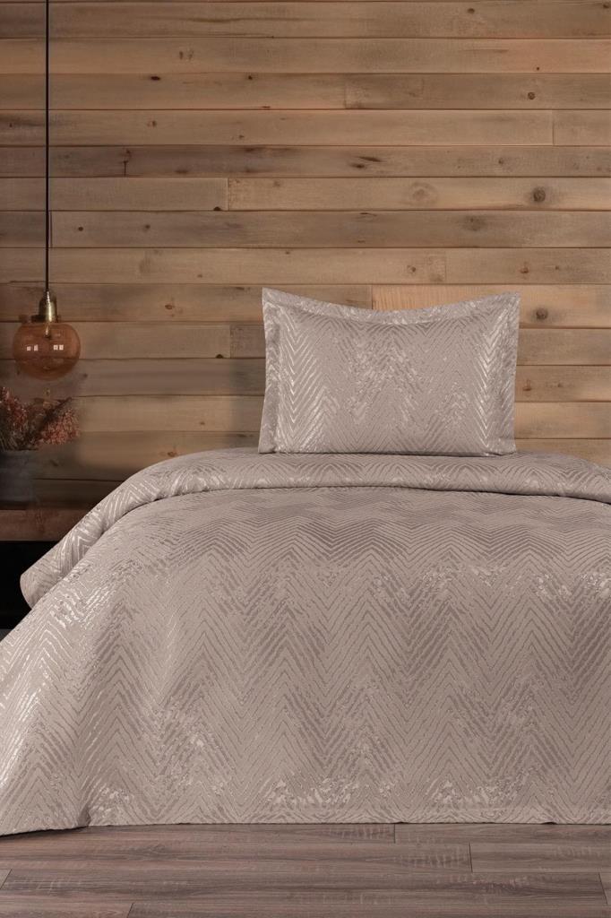 Picture of Asu Jakarlı Tek Kişilik Yatak Örtüsü Bej