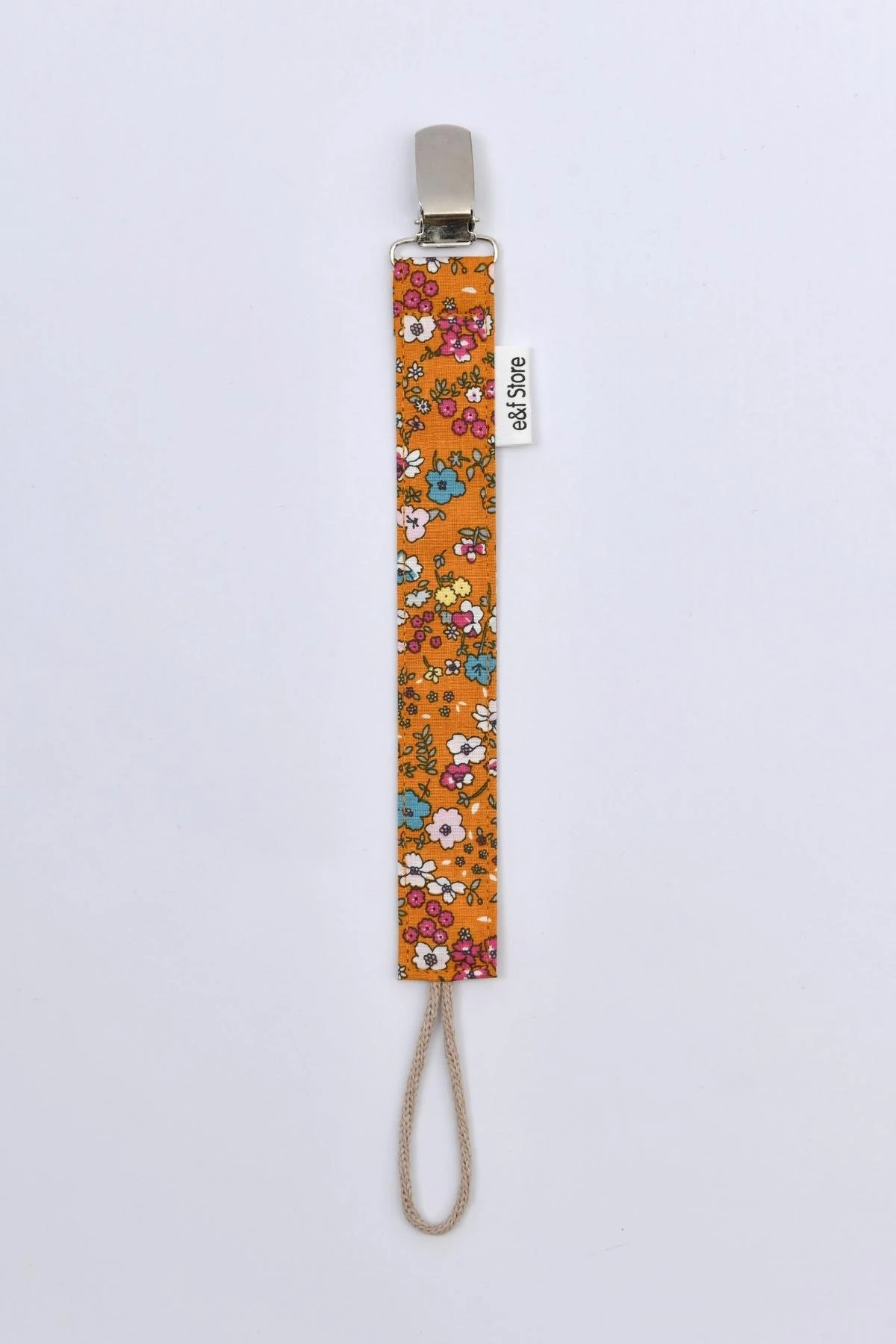 Picture of Pamuk Kumaşlı Emzik Zinciri – Balkabağı Çiçekli