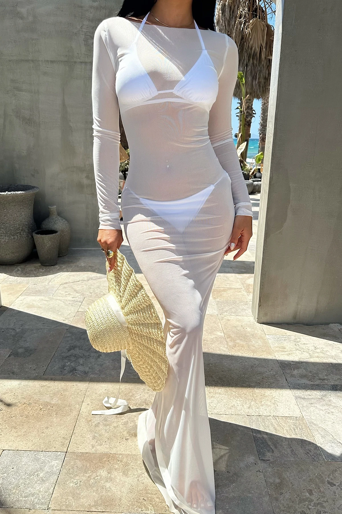 Picture of White Eliza Tulle Beach Dress