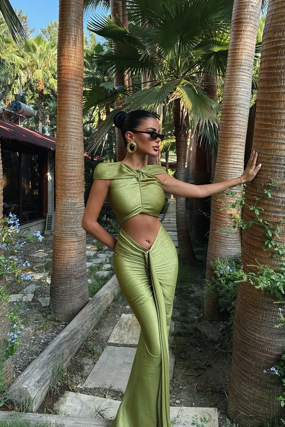 Picture of Oil Green Orleans Long Dress