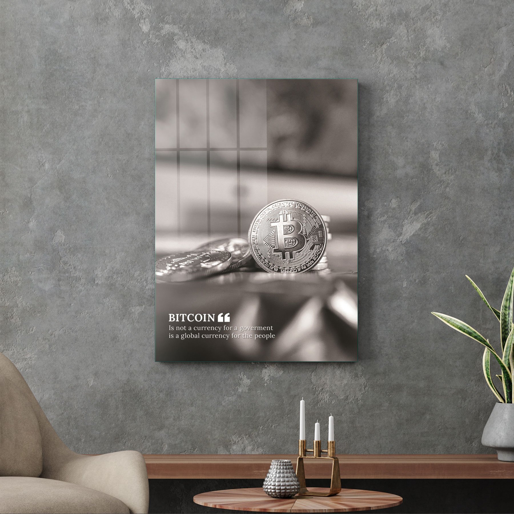 Picture of Decovetro Cam Tablo Bitcoin Desenli 30x40 cm