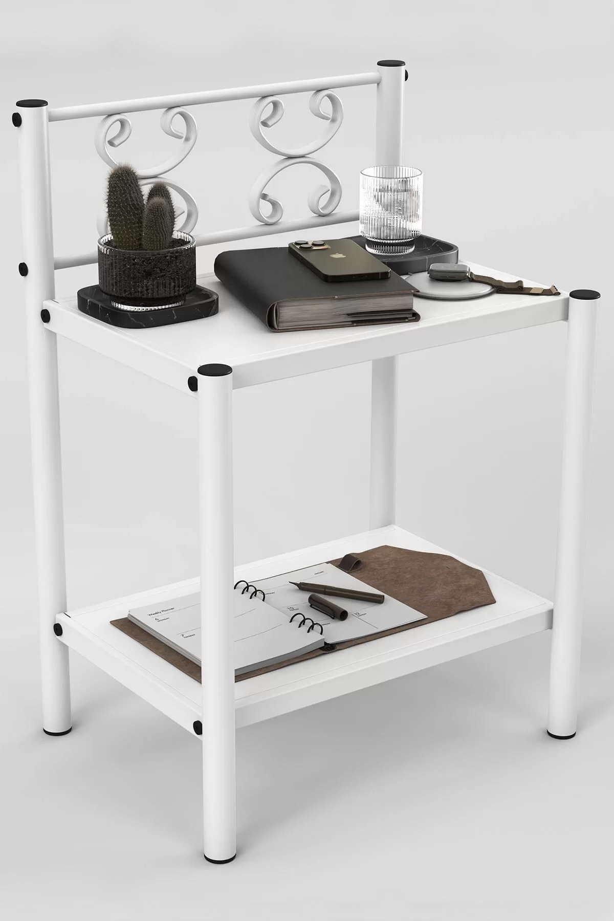 Picture of Stella Retro Ferforje Metal Komodin Beyaz