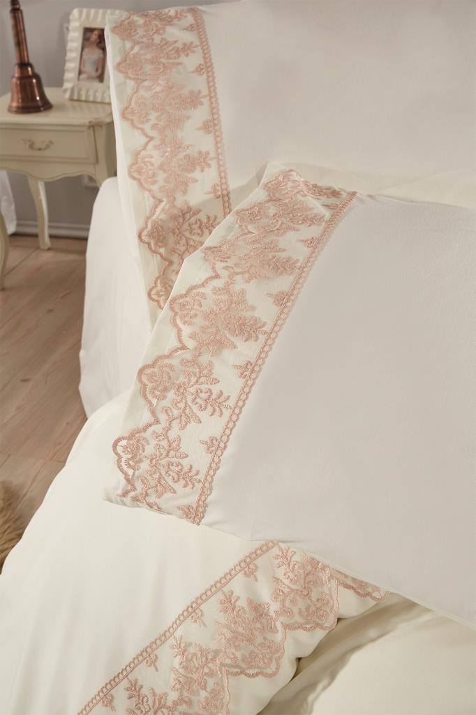 Picture of Fransız Dantelli Sara Çeyizlik Nevresim Takımı Krem Cappucino