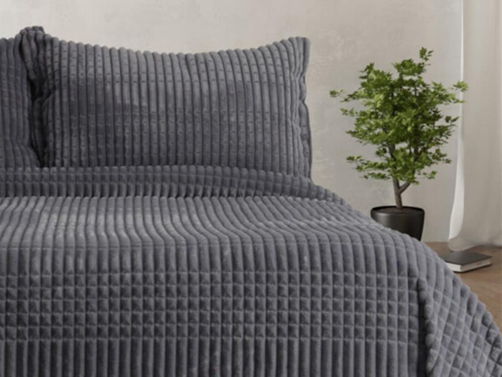 Picture of Merinos Modern Line Çift Kişilik Battaniye Seti Antrasit