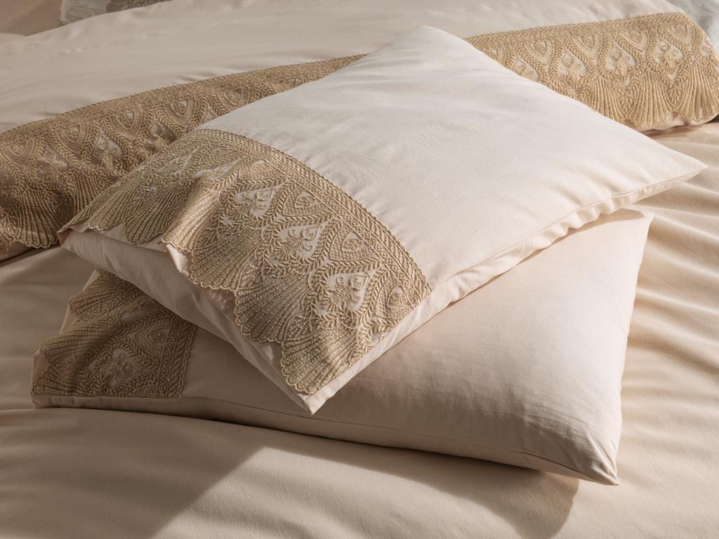 Picture of Fransız Dantelli Vase Çeyizlik Nevresim Takımı Cappucino