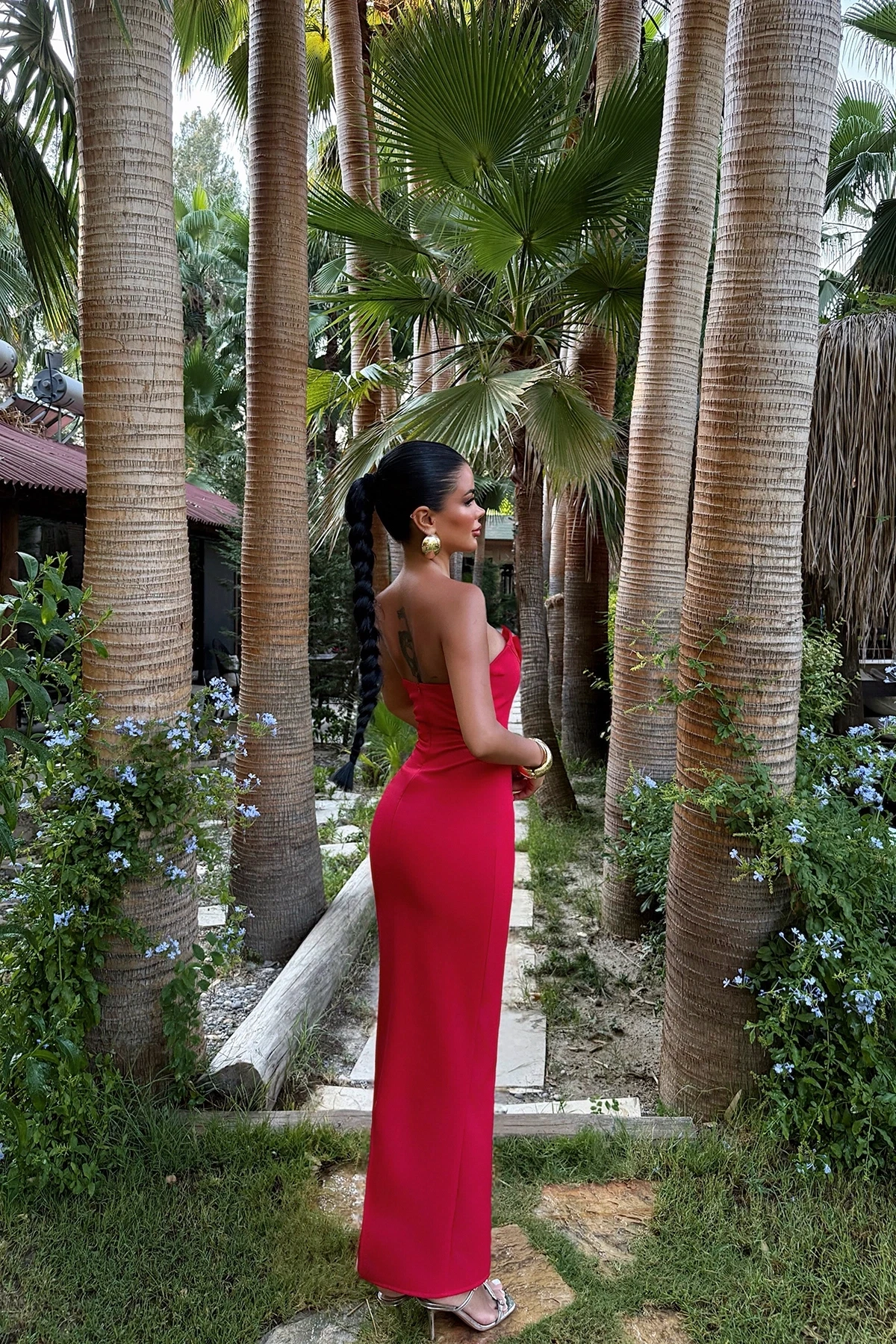 Picture of Red Bow Detail Strapless Dress