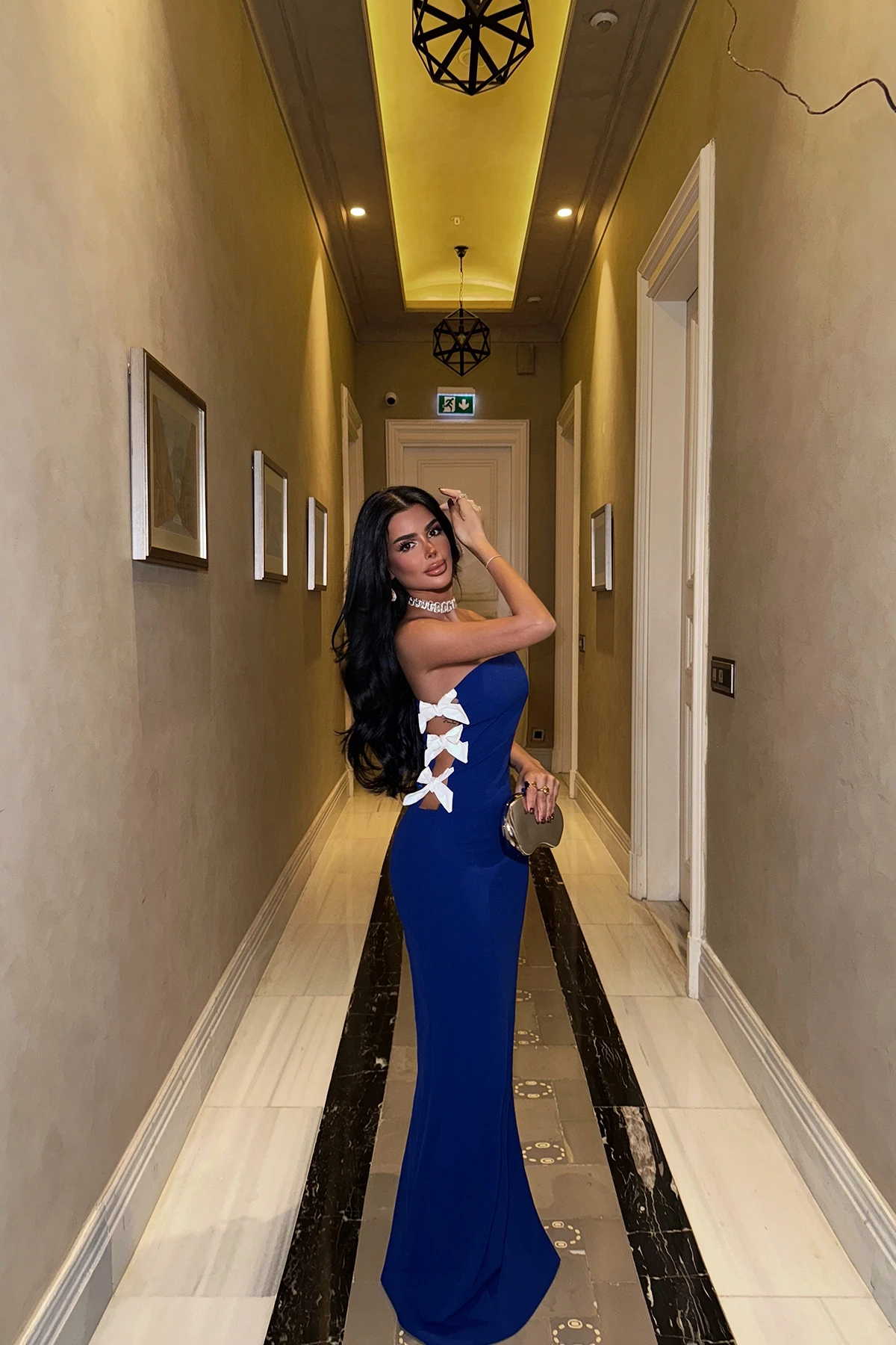 Picture of Saks Ribbon Detail Strapless Dress