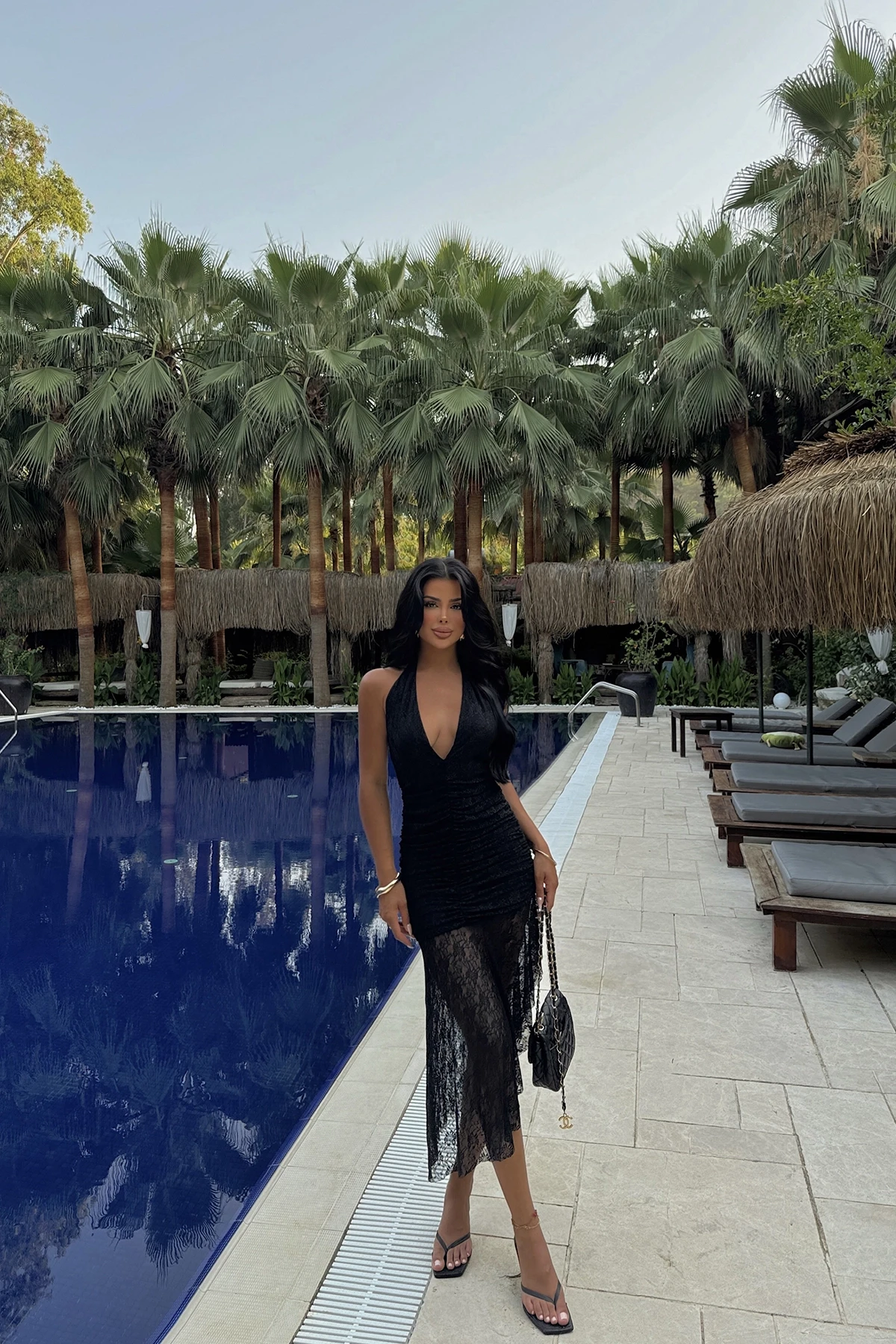 Picture of Black Carlina  Lace Tie Dress