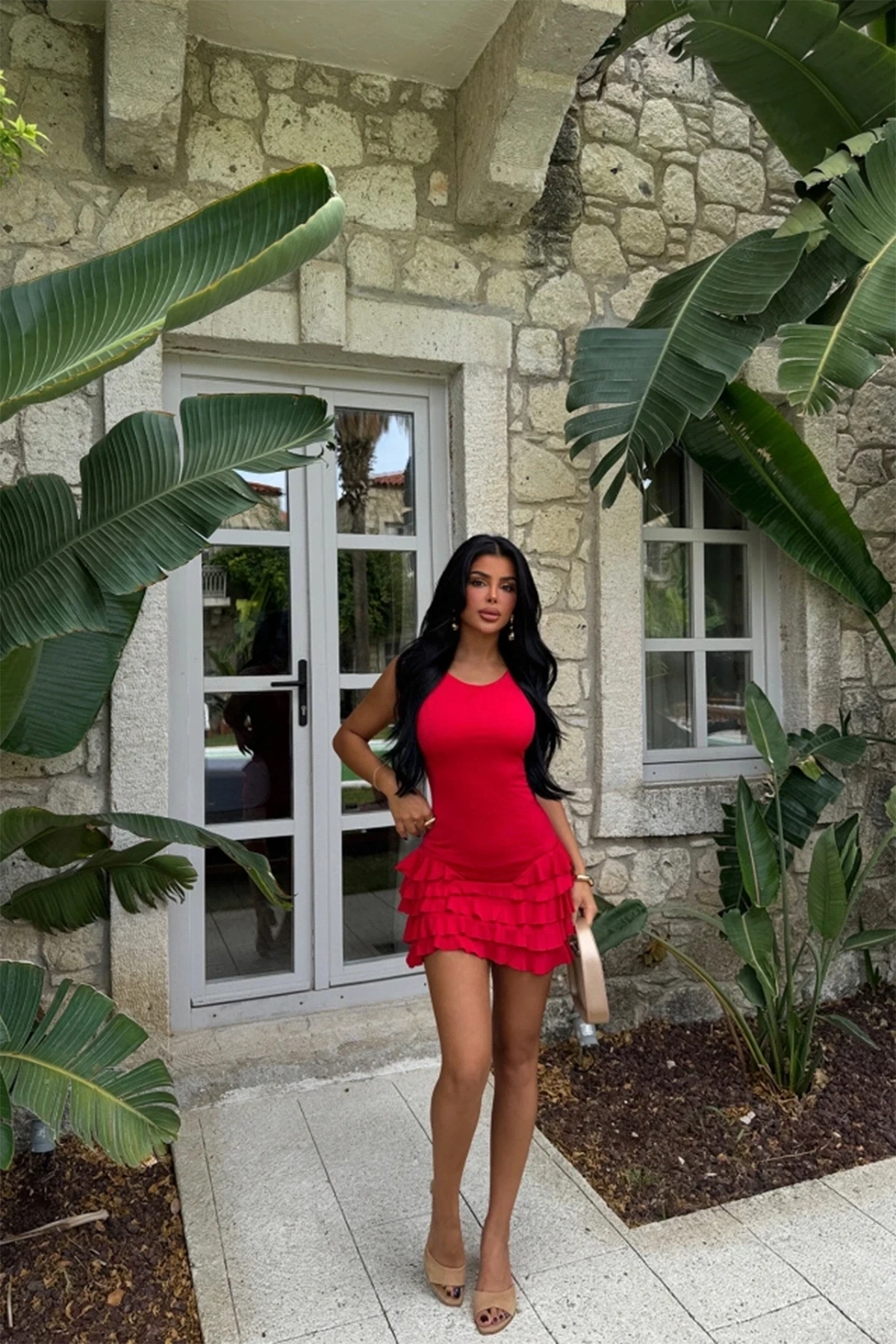 Picture of Red Naia Ruffle Dress