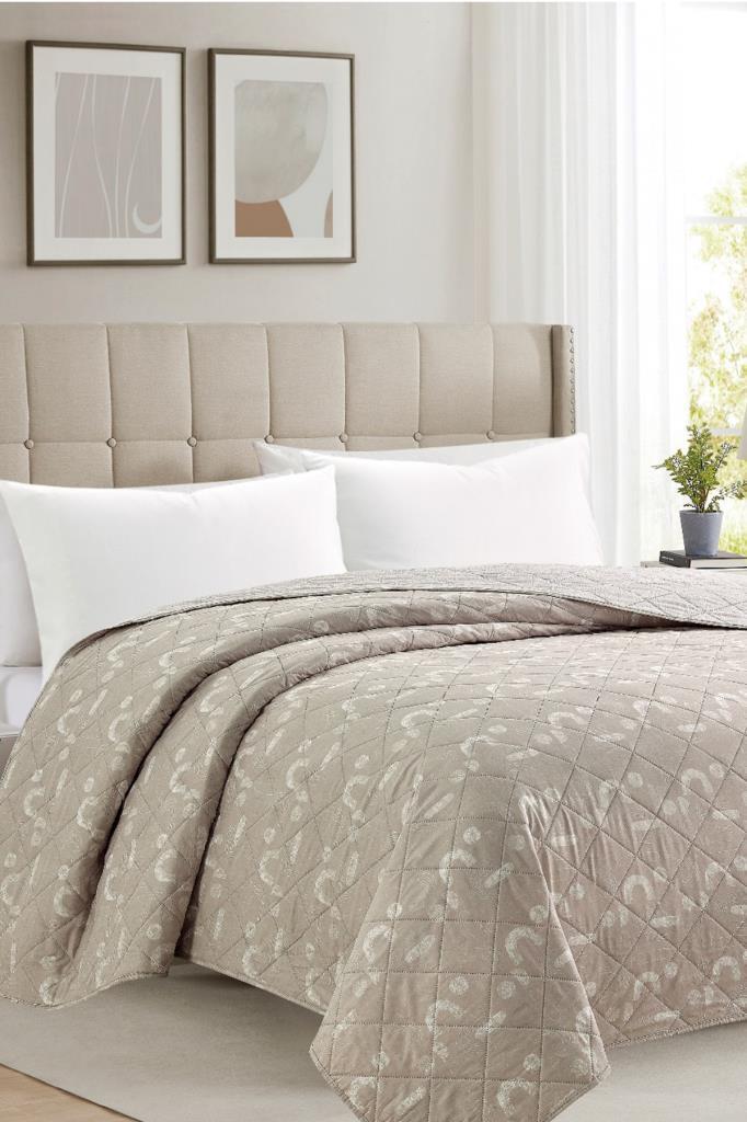 Picture of Sakura Elyaf Dolgulu Çift Taraflı Çift Kişilik 200x220 cm Kırlentsiz Tek Pike Bej