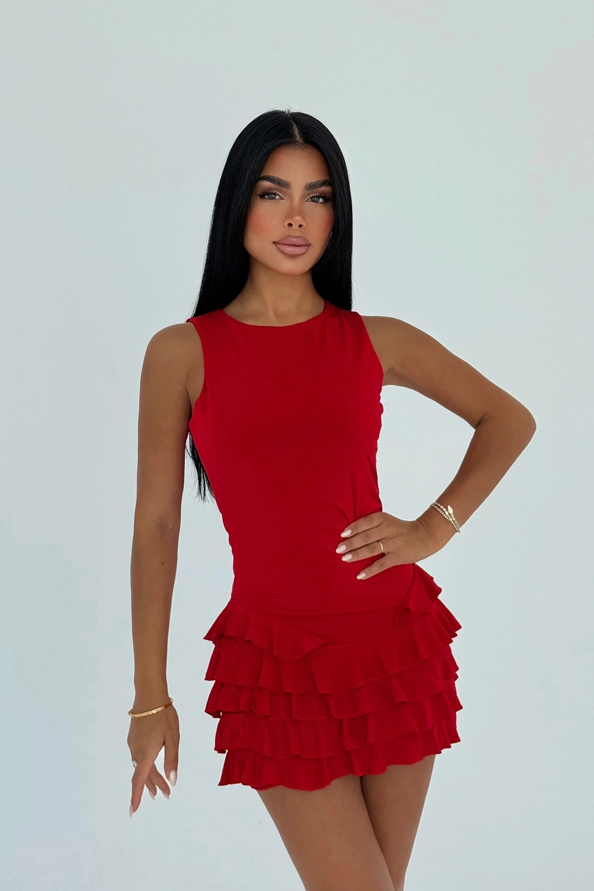 Picture of Red Naia Ruffle Dress