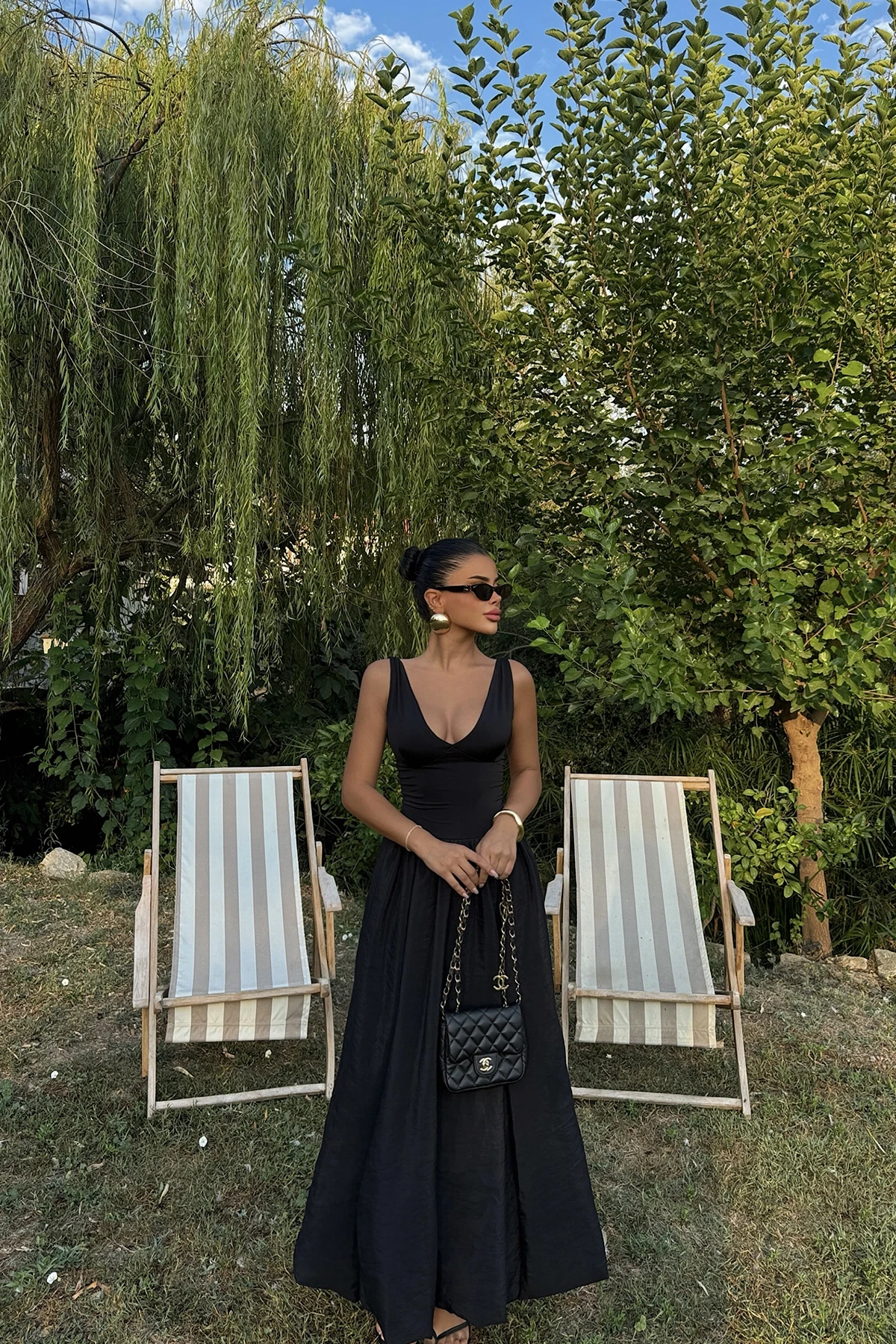 Picture of Black Amara Long Balloon Dress