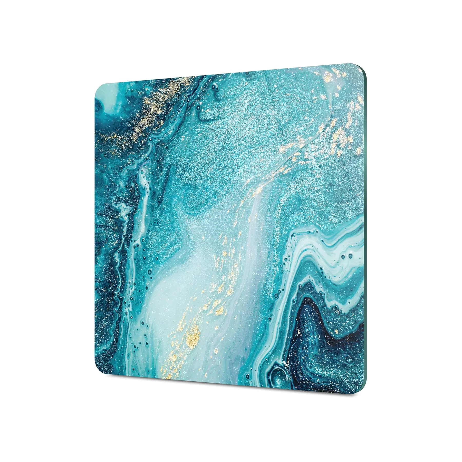 Picture of Decovetro Cam Kesme Tahtası ve Sunumluk Kare Mavi Mermer Desenli 30x30 Cm