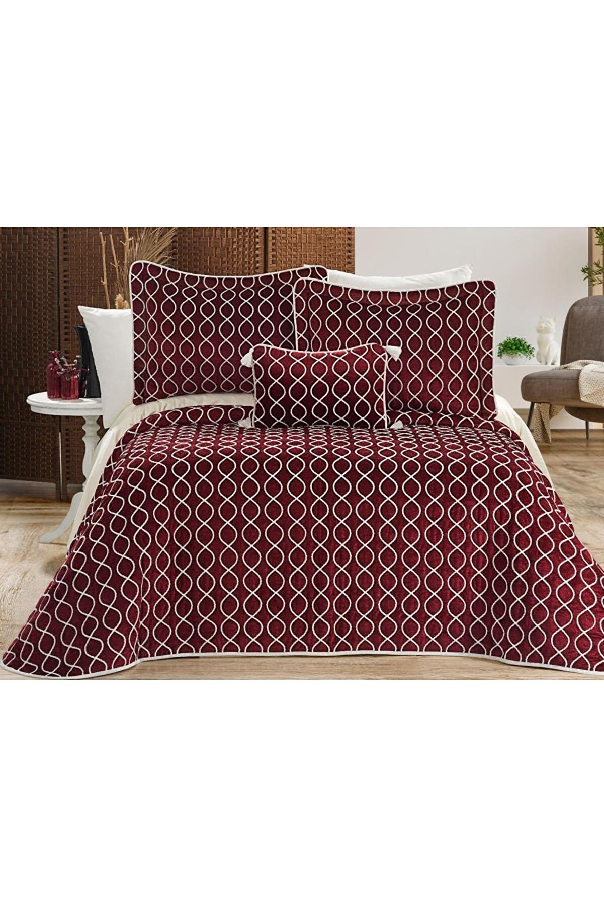 Picture of Brillance Çift Kişilik Yatak Örtüsü Bordo