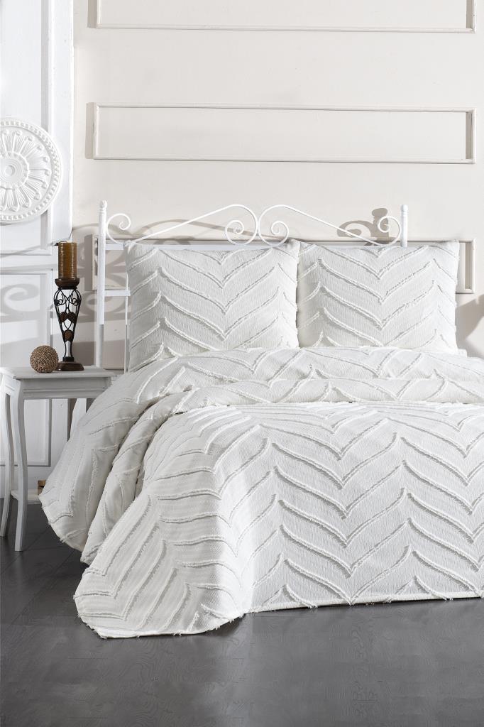 Picture of Çeyiz Diyarı Sementina 3 Parça Çift Kişilik Pike Takımı Krem