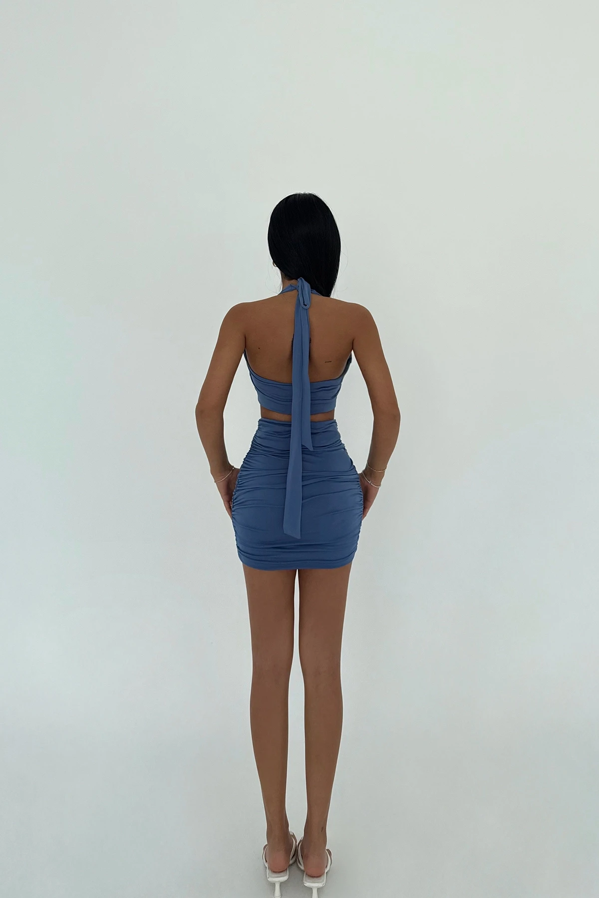 Picture of Indigo Rose Detail Skirt Suit