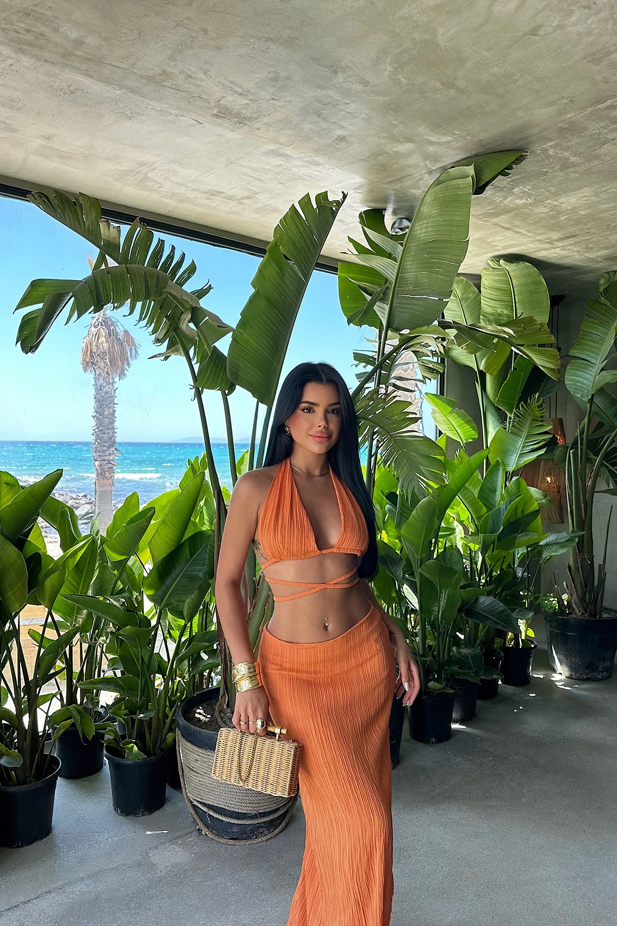 Picture of Orange Lona Tie-Up Suit