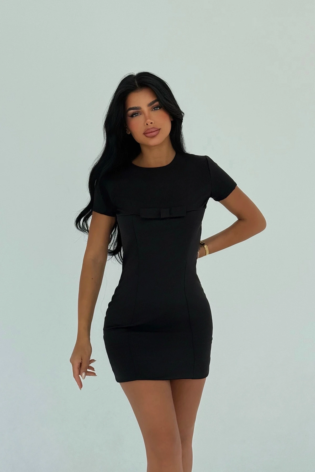 Picture of Black Bow Detail Mini Dress