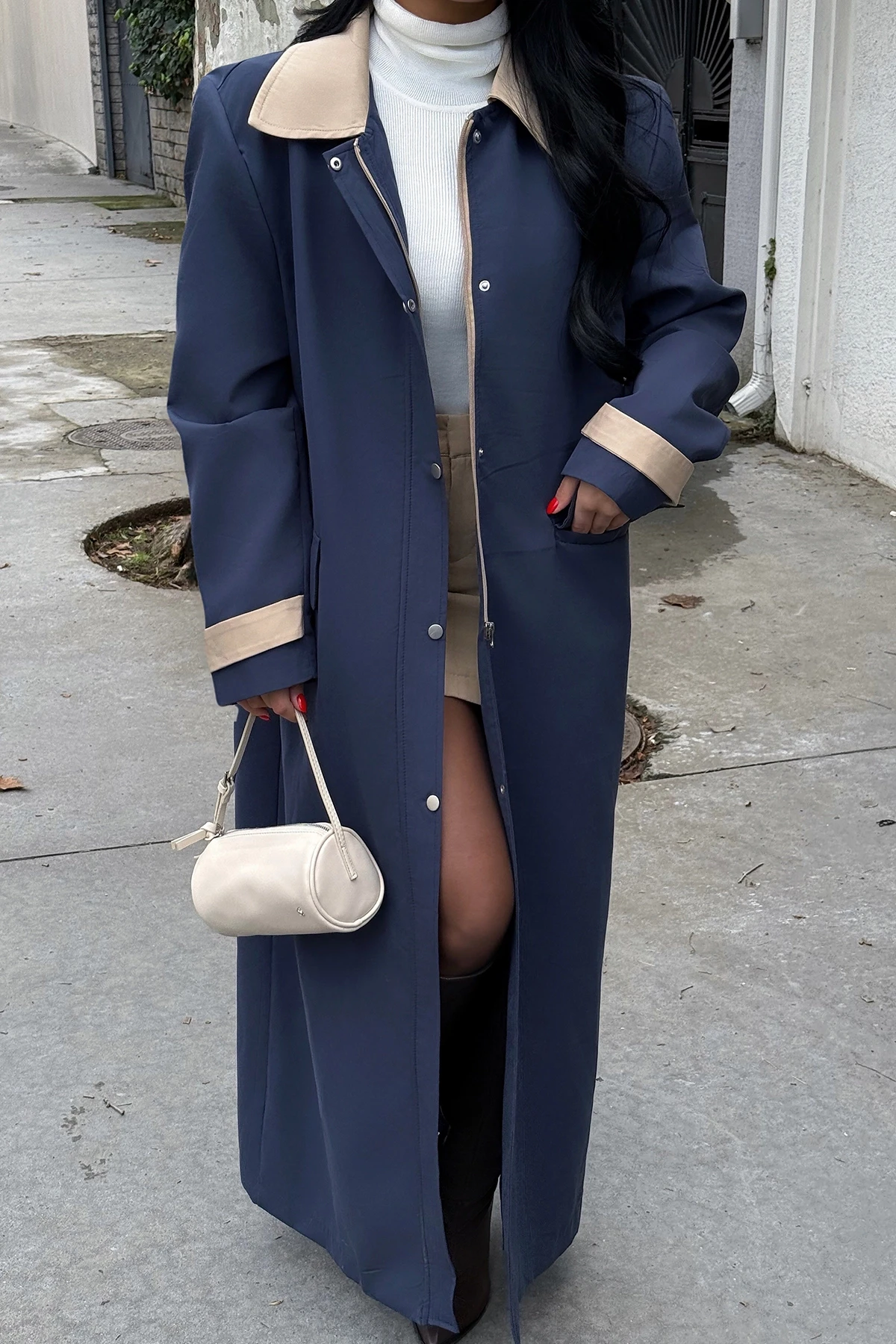 Picture of Navy Blue Aldabella Trench Coat