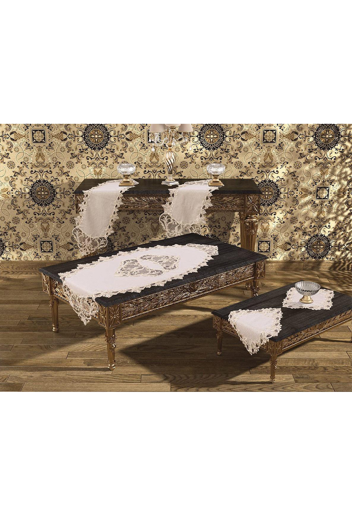 Picture of Diamond Salon Takımı 5 Parça Krem