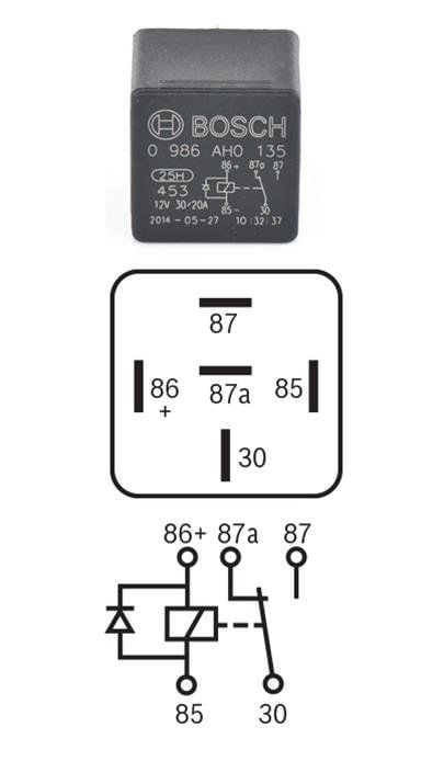 Picture of 12V 30/20A Diyotlu Çift Platin Mini Röle 5 Fişli Bosch 0986AH0135