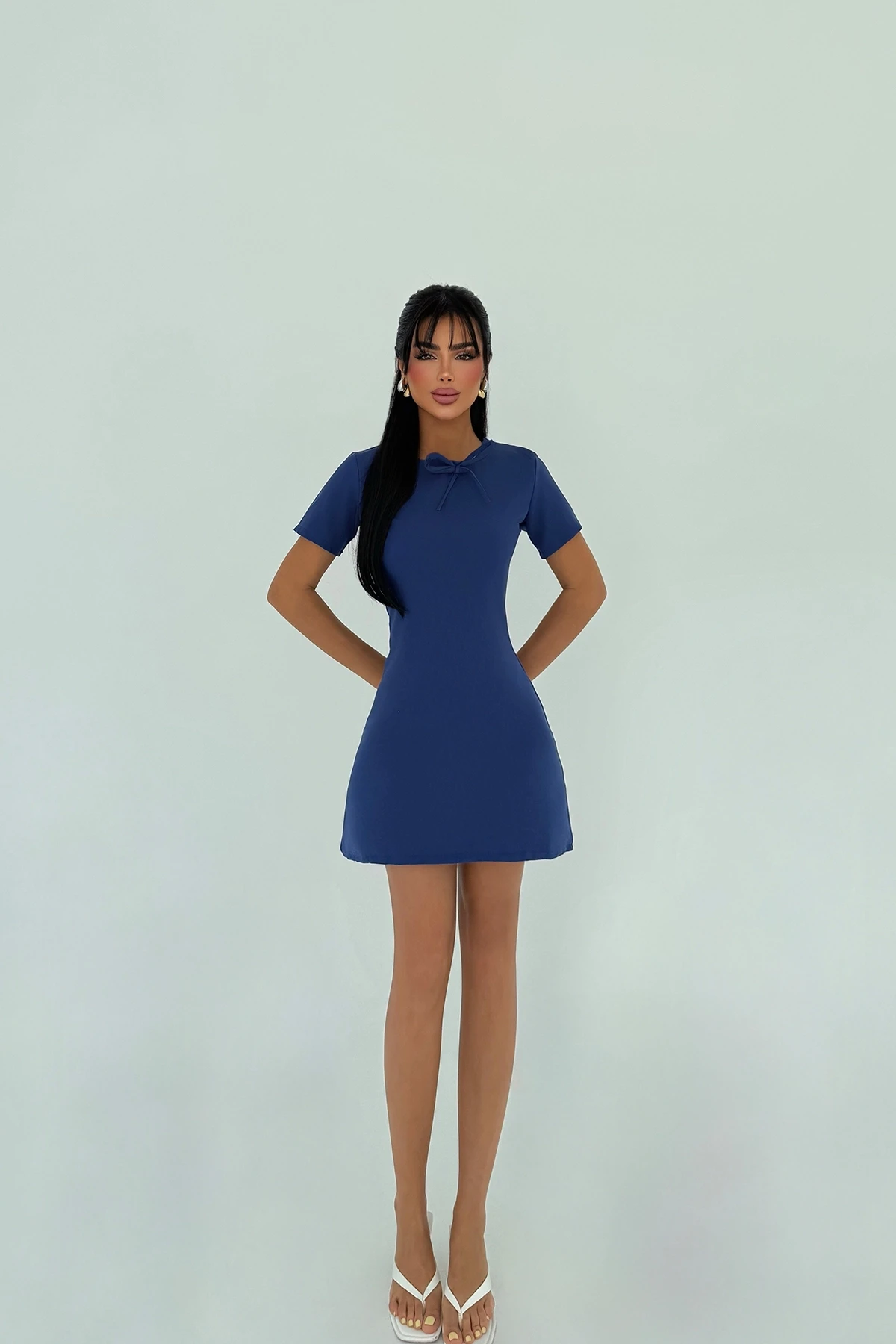Picture of Navy Blue Deserae Mini Bow Dress