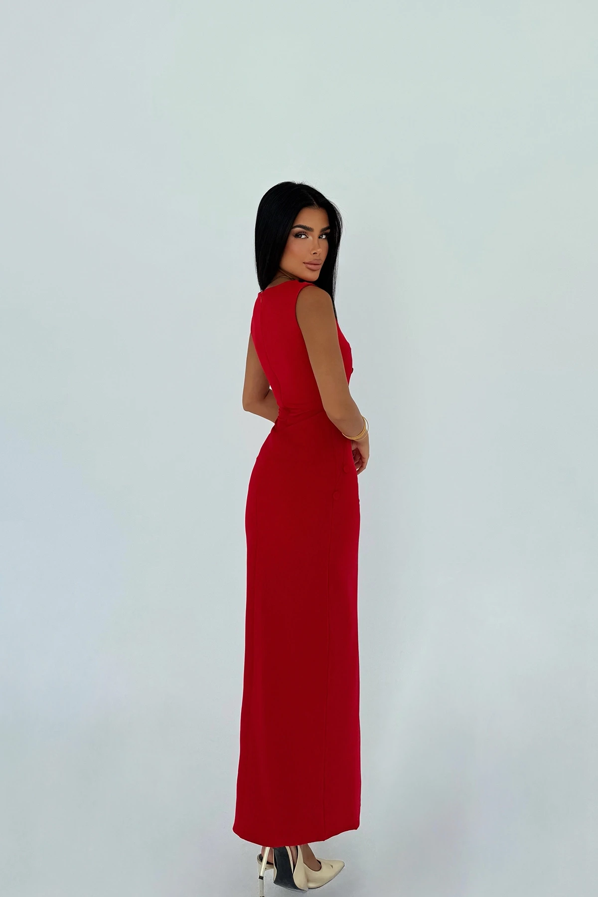 Picture of Red Button Midi Dress