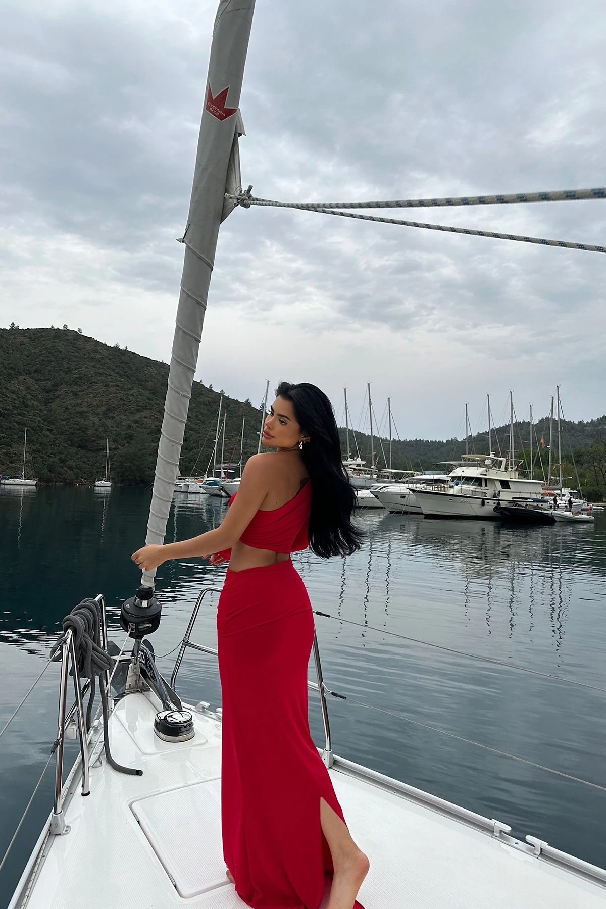 Picture of Red Aria Dress With Heart Accessory Detail