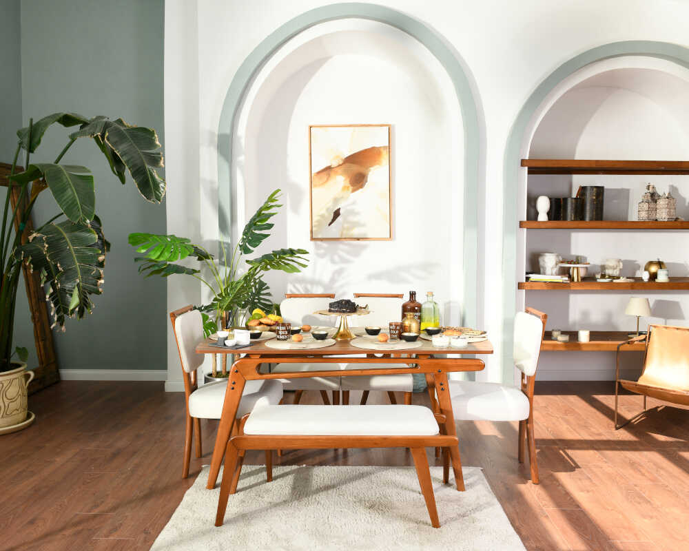 Picture of Palace Ceviz 4 Sandalye 1 Bench 1 Masa (80x160)