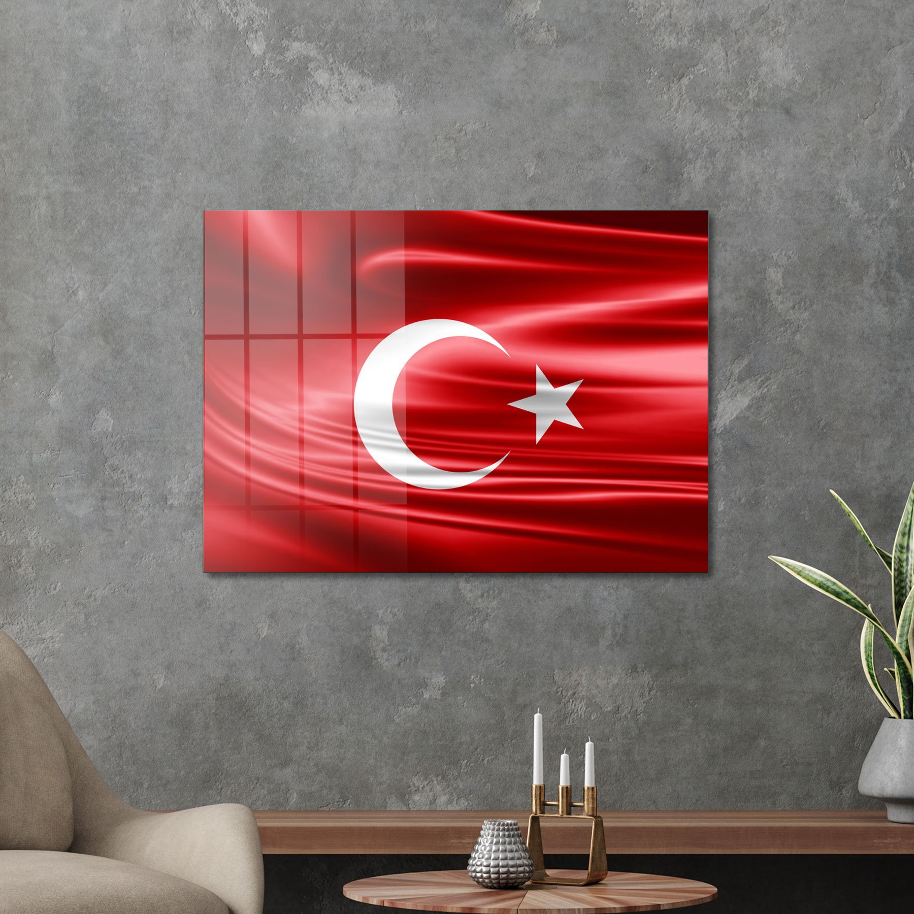 Picture of Decovetro Cam Tablo Türk Bayrağı Desenli 30x40 cm