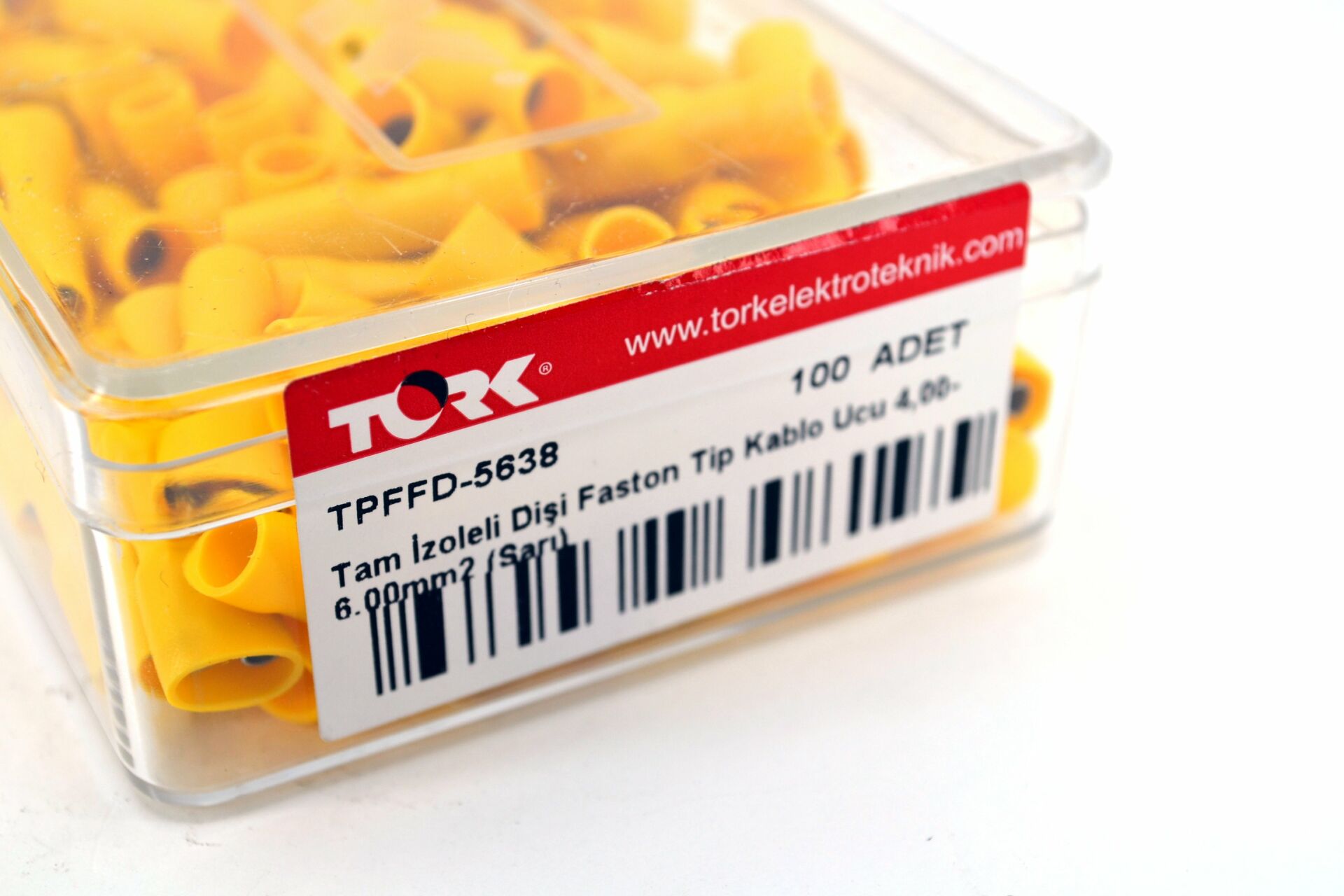 Picture of 100 Adet 4,00-6,00mm Kablo Ucu 6,3 Dişi Sarı Izolasyonlu Sıkmalı MT-SKDS63