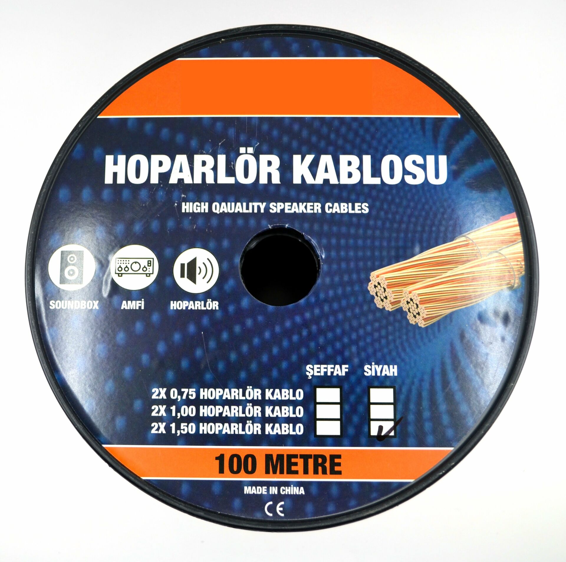 Picture of 100 Metre 2X1,50mm² CCA Bitişik Hoparlör Kablosu Kırmızı Siyah