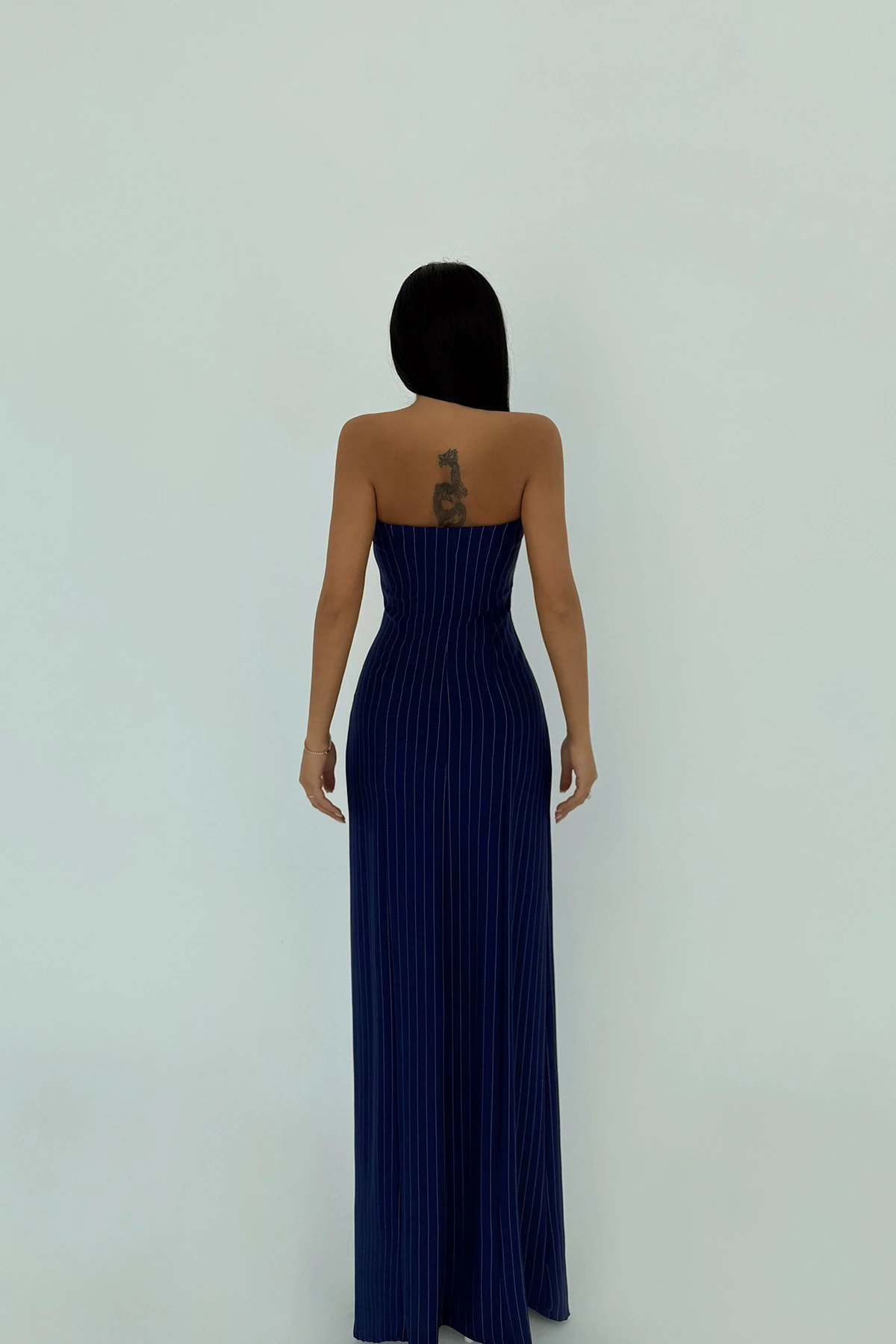 Picture of Navy Blue Strapless Striped Dress