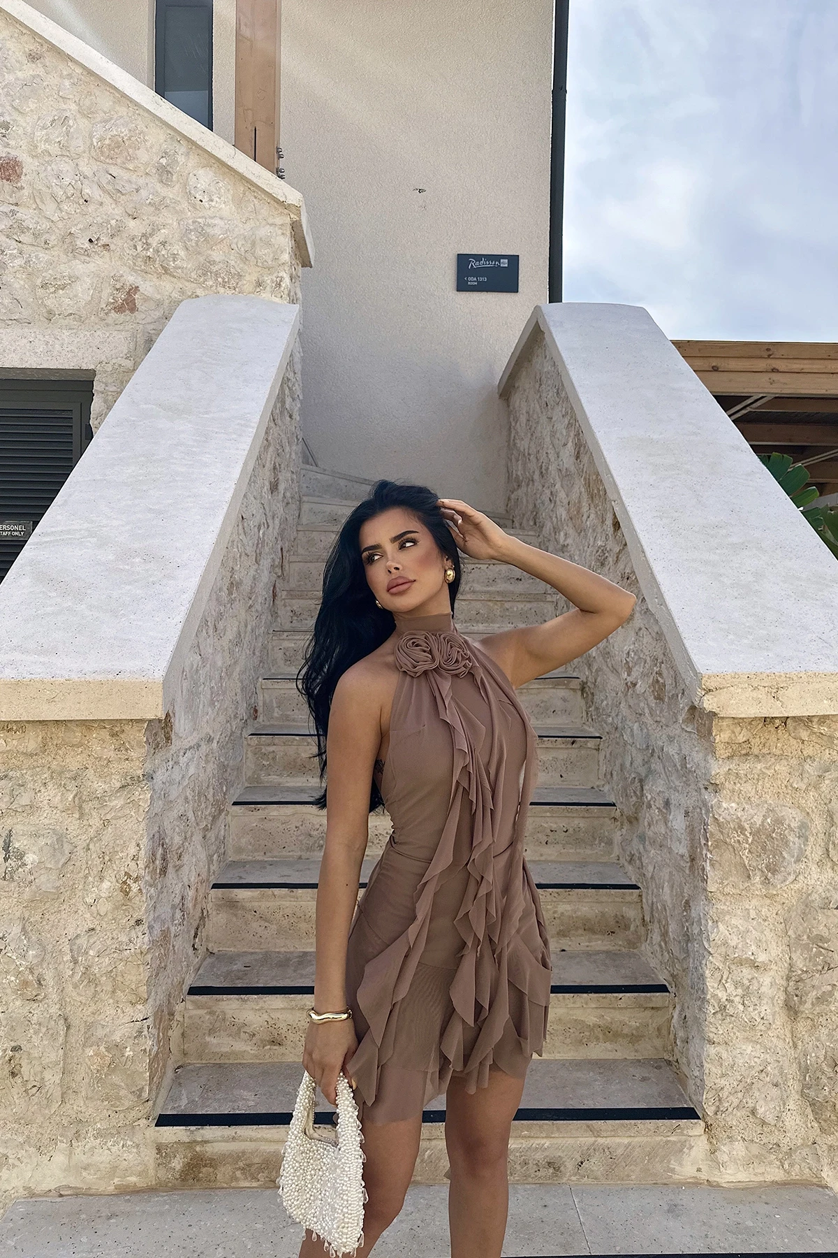 Picture of Brown Polina Ruffle Dress