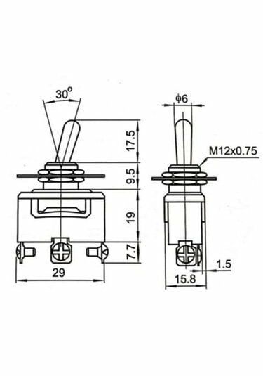 Picture of Toggle Switch 1-0-2 Metal Anahtar 3 Pin 12V-220V MT-ANS06