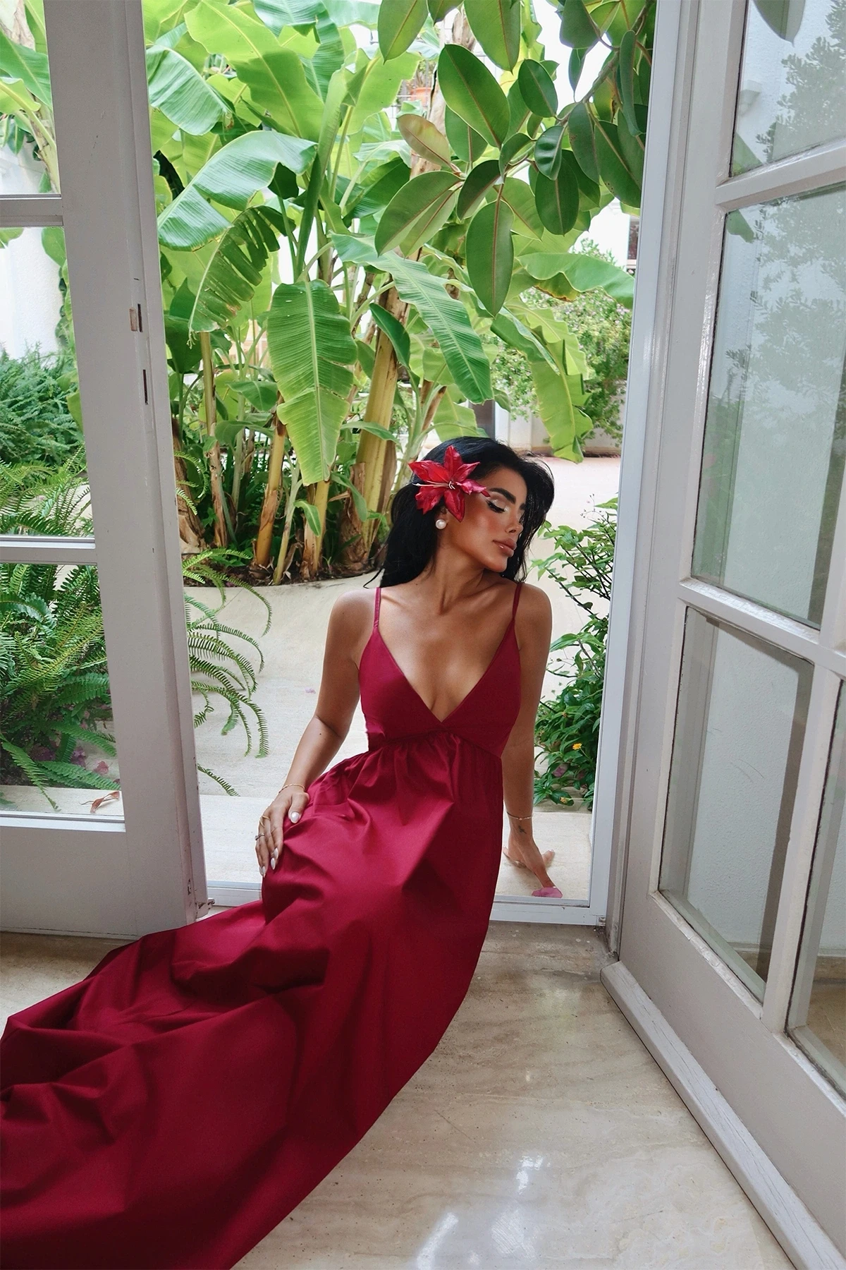 Picture of Burgundy Strappy Long Dress