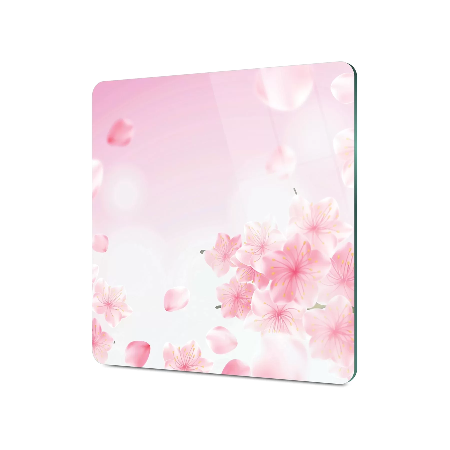 Picture of Decovetro Cam Kesme Tahtası ve Sunumluk Kare Pembe Çiçek Bulutu Desenli 30x30 Cm