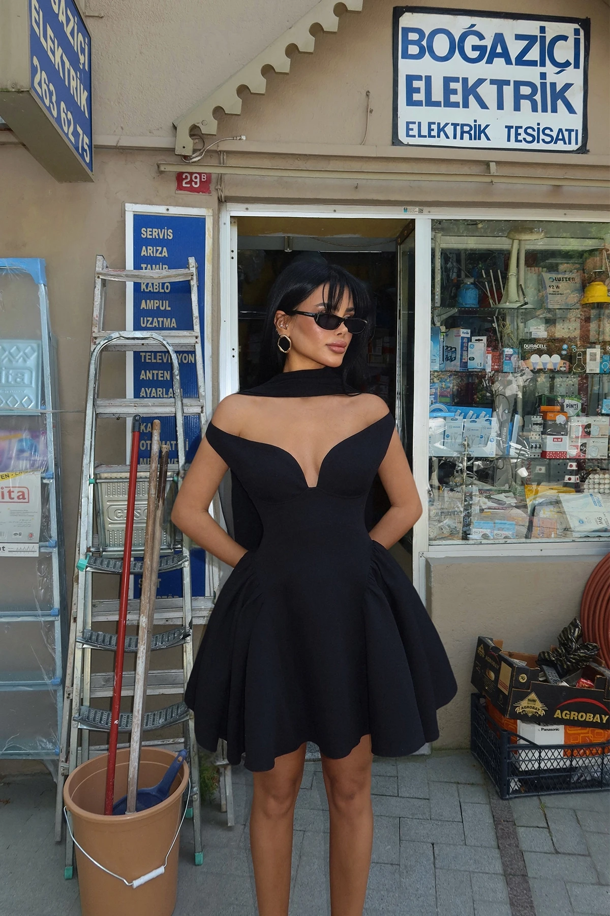 Picture of Black Back Detail Mini Dress