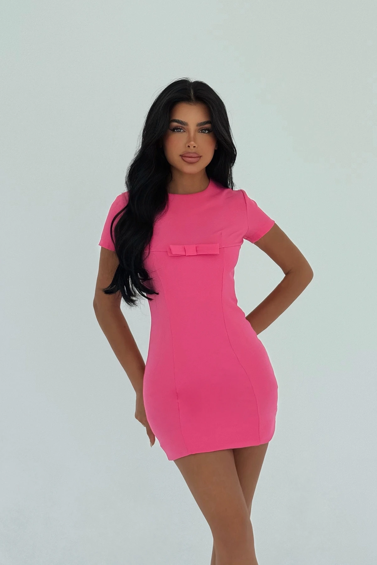 Picture of Fuchsia Bow Detail Mini Dress