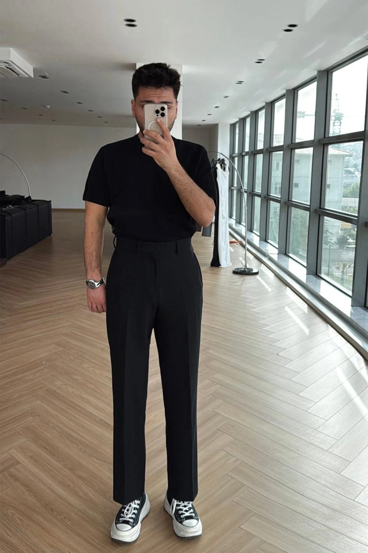 Picture of Black Palazzo High-Waisted Trousers