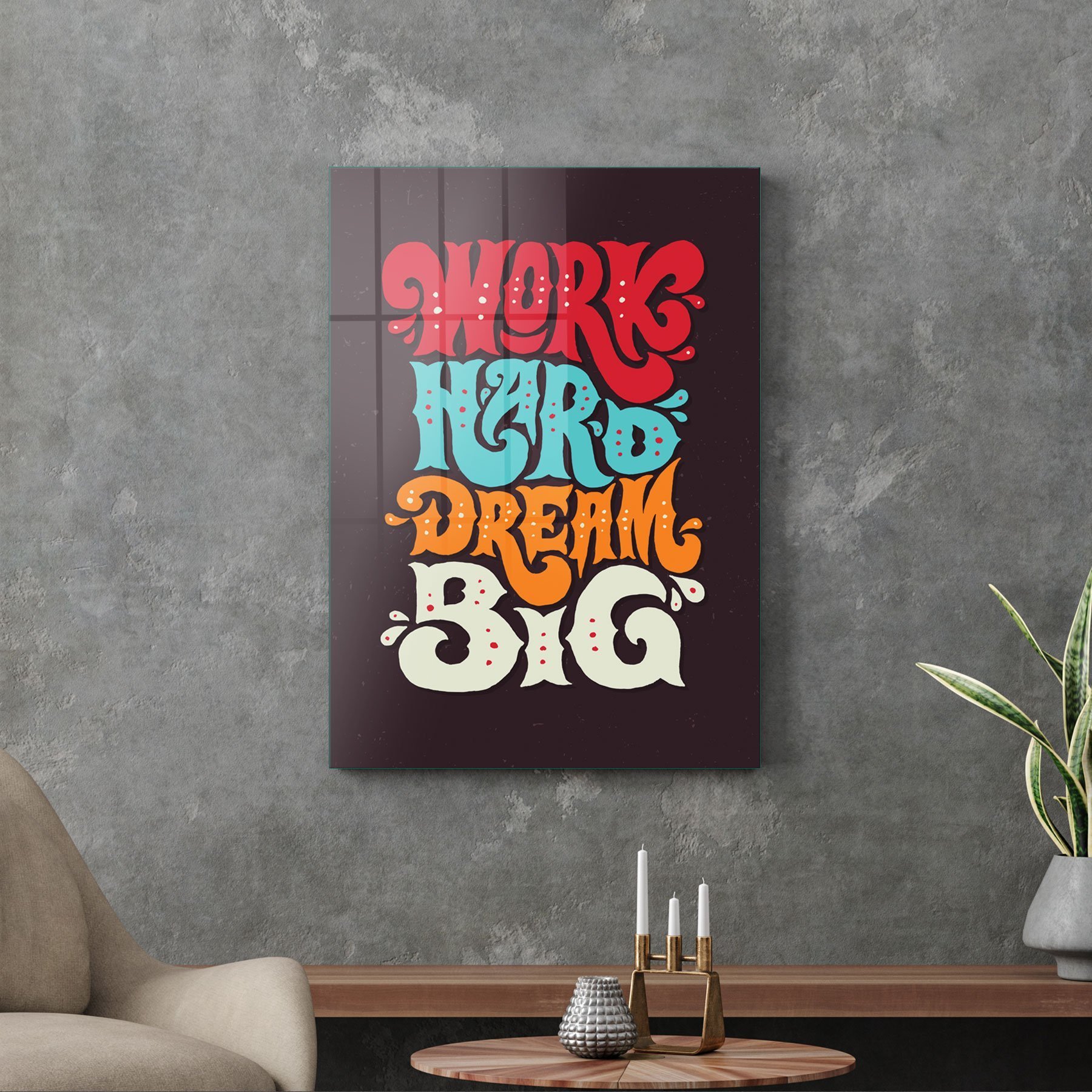 Picture of Decovetro Cam Tablo Work Hard Dream Big 70x100 cm