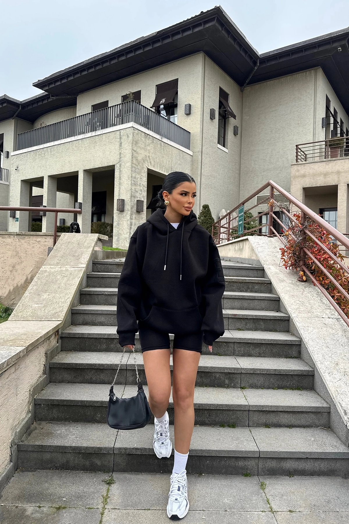 Picture of Black Hooded E Embroidered Sweat