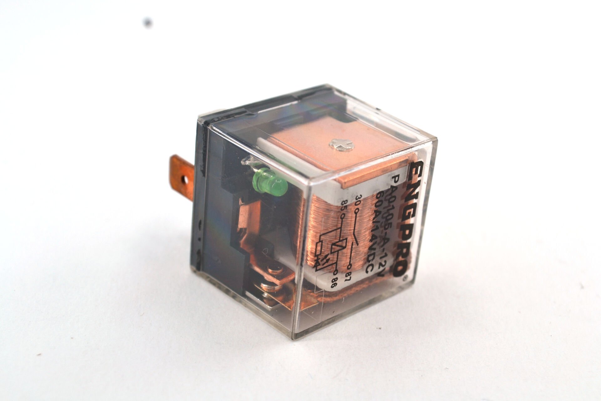 Picture of 12V 60A Şeffaf Mini Röle 4 Fişli Yeşil Ledli